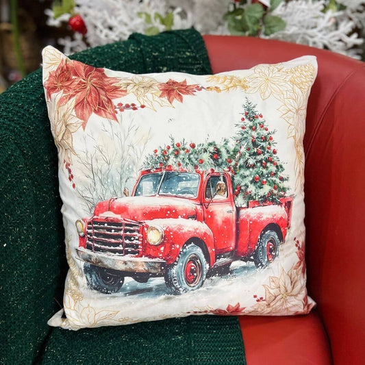 Capa de Almofada Luxor Natal Celeiro Truck – 50x50cm