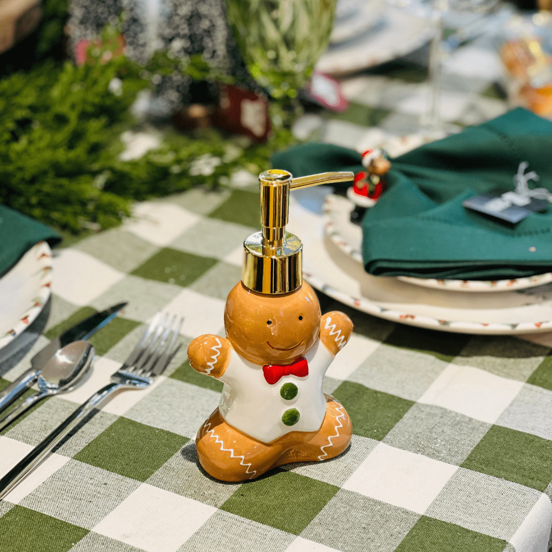 Saboneteira Natalina de Cerâmica Gingerbread 190ml 17cm