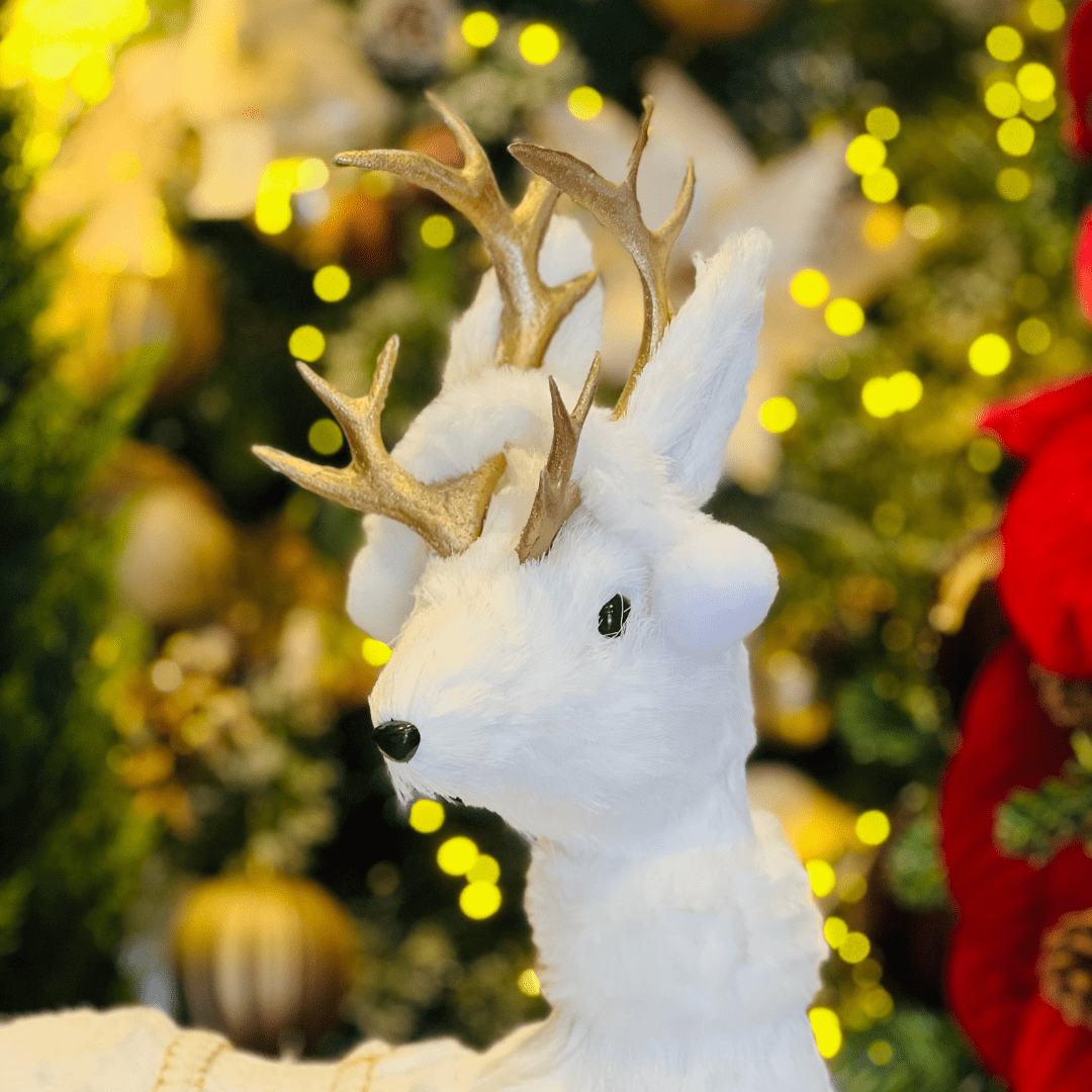 Rena Natalina Branco e Dourado de Sisal 56X37cm