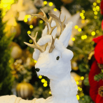 Rena Natalina Branco e Dourado de Sisal 56X37cm