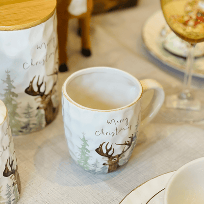 Caneca Natalina de Cerâmica Alce 400ml 13x9,5cm