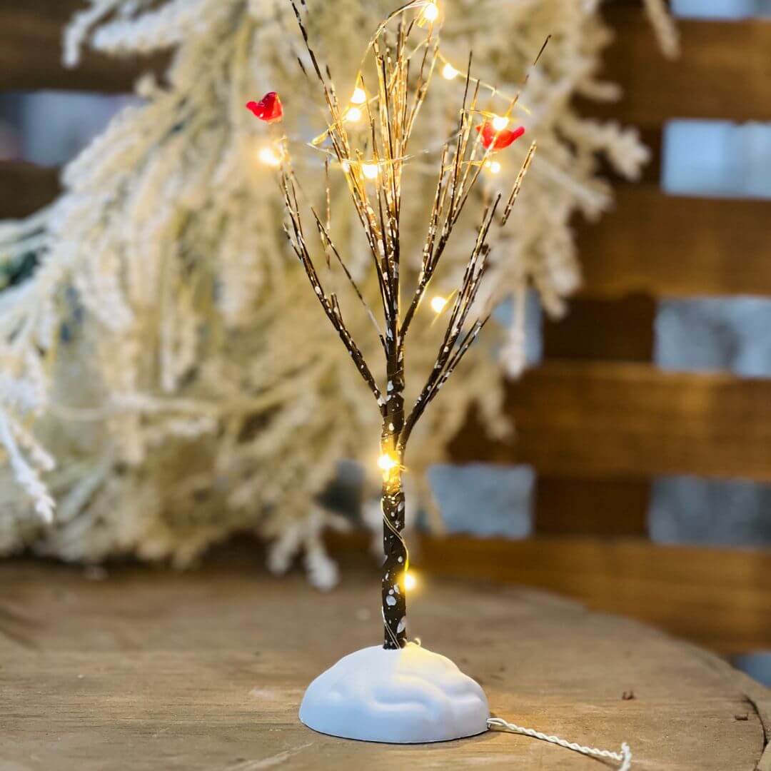 Enfeite Árvore com Galhos e Pássaro com 12 LEDs | 22cm
