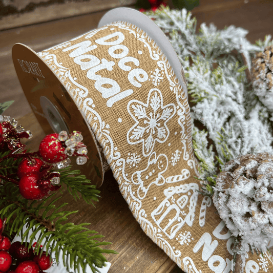 Fita Decorativa Doce Natal Linho 6,3cmX9,14m