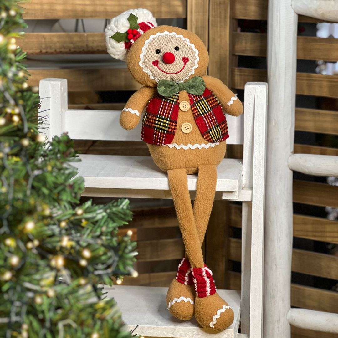 Boneco Ginger Sentado Perna Longa - 58cm