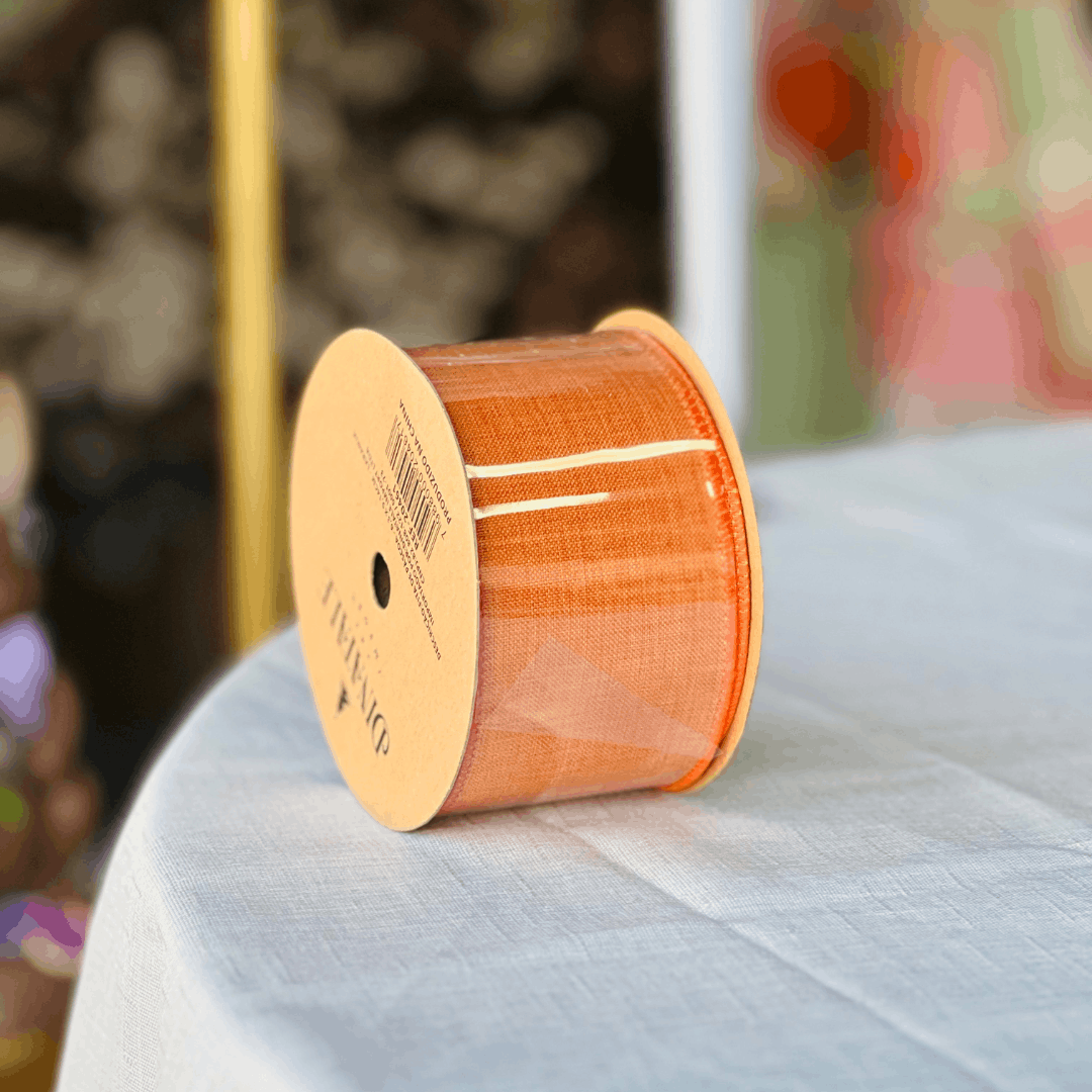 Fita Aramada Decorativa Laranja 6,3cm x 9,14m