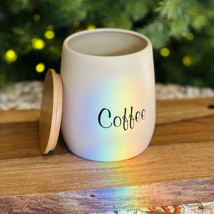 Pote para Café em Aço Galvanizado e Bambu – 12cm