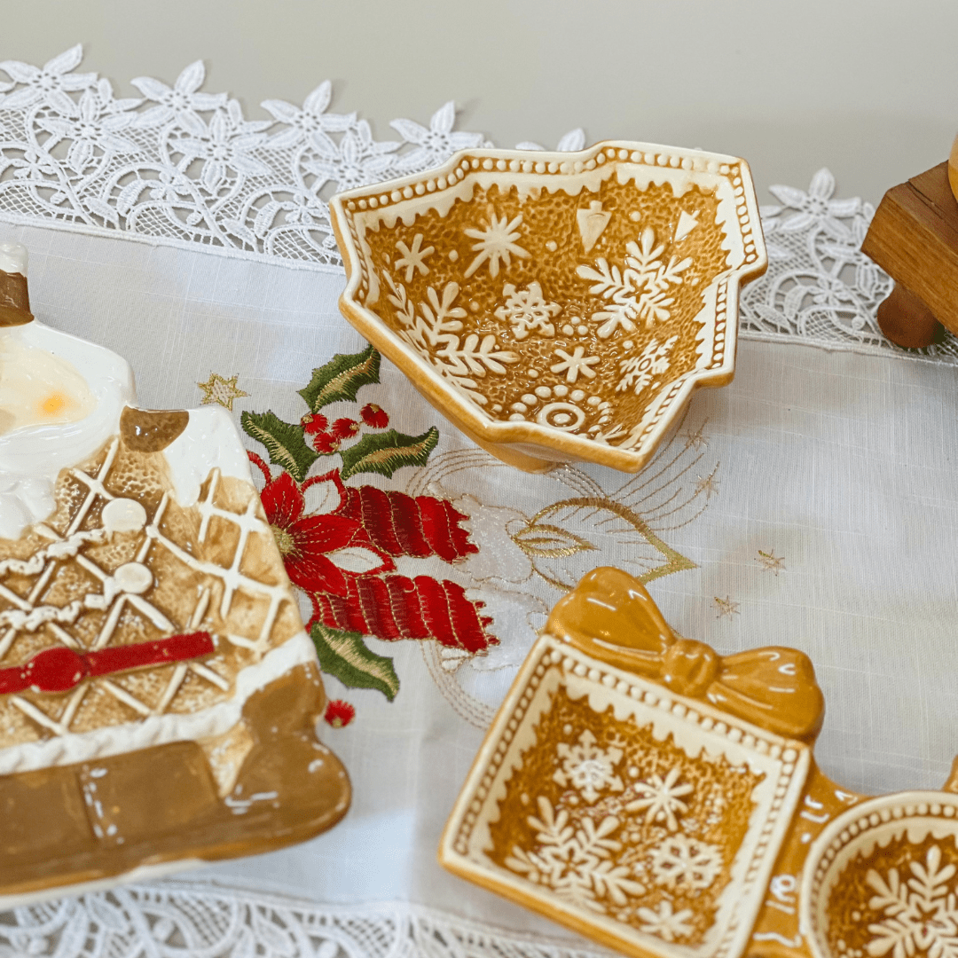 Bowl Natalino Árvore Gingerbread de Cerâmica 18x16x5cm