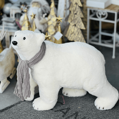 Urso Polar Natalino Com Cachecol 53x50x25cm