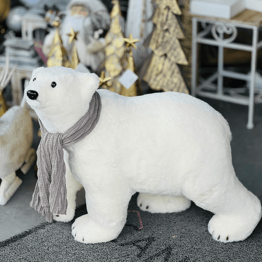 Urso Polar Natalino Com Cachecol 53x50x25cm