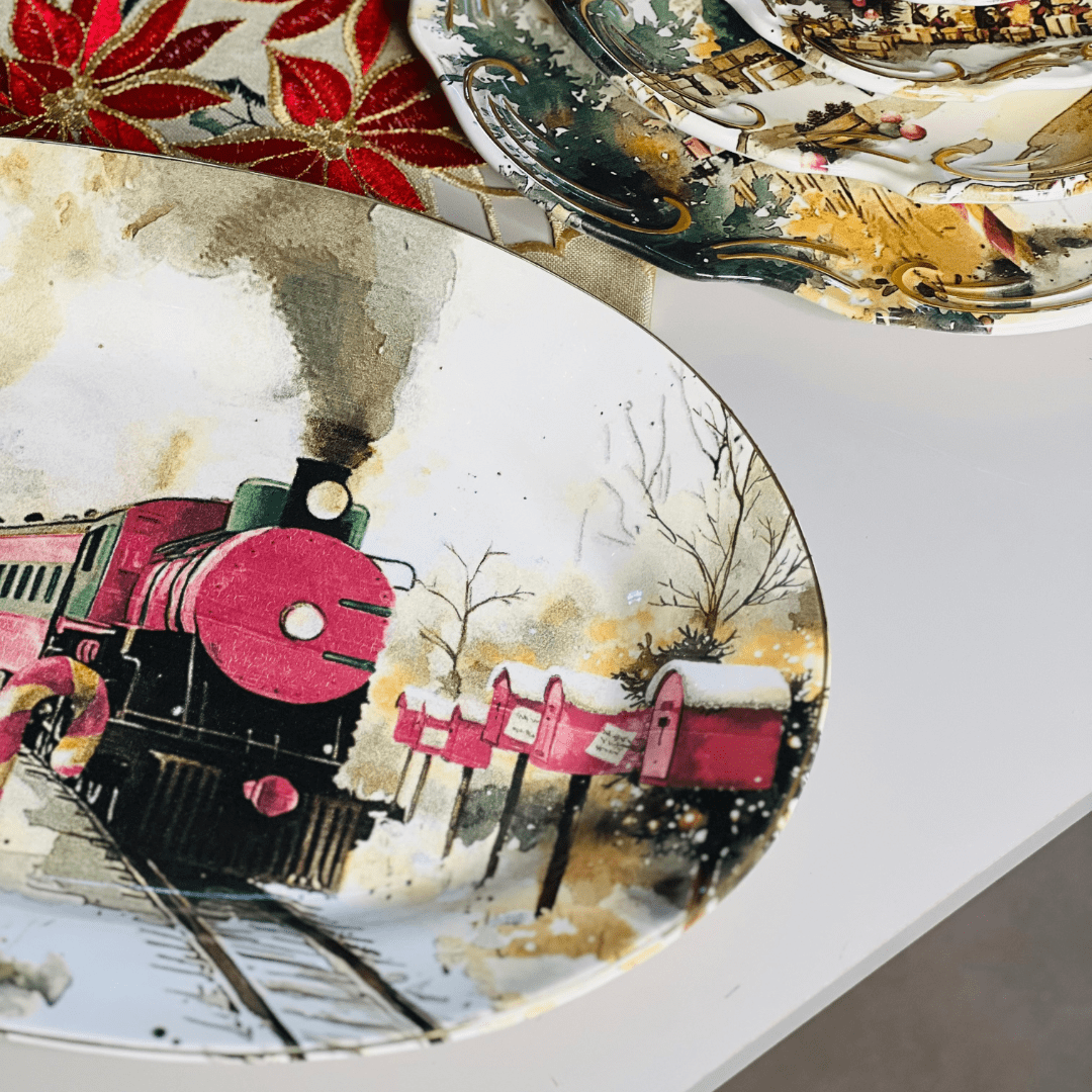 Travessa Media Noite de Neve de Cerâmica 40x27x5cm