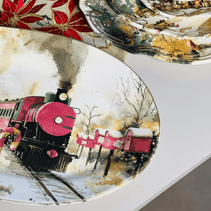 Travessa Media Noite de Neve de Cerâmica 40x27x5cm