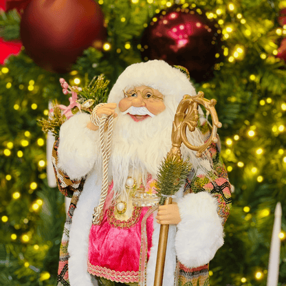 Papai Noel Rosa e Verde 45cm