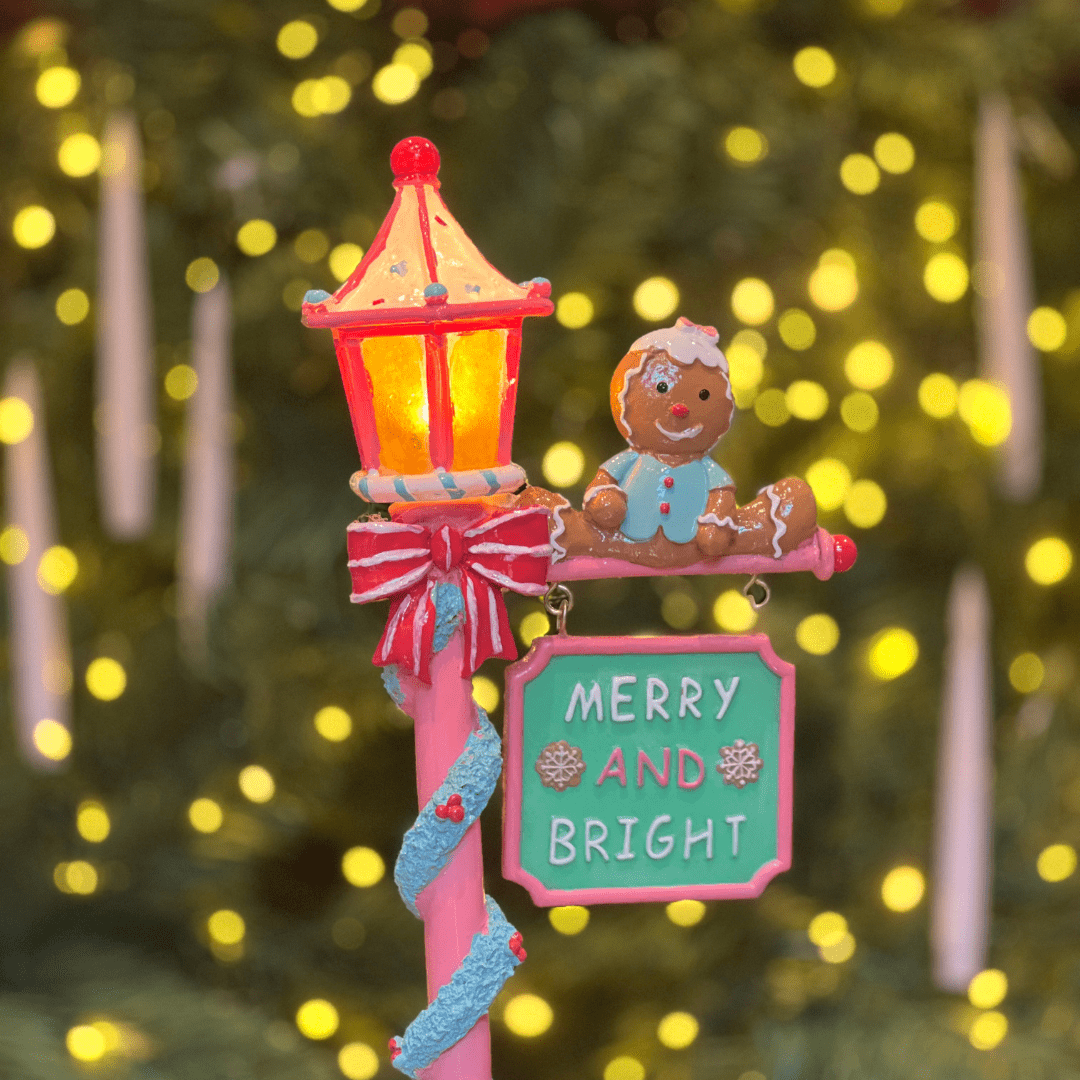 Poste Natalino Gingerbread Candy Color Com Led 36cm