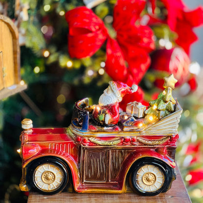 Carro Natalino Papai Noel Com Led- 39cm