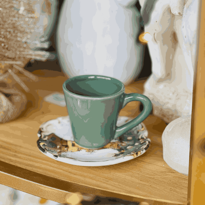 Xícara de Cafe Com Pires Noite de Neve de Cerâmica - 1un