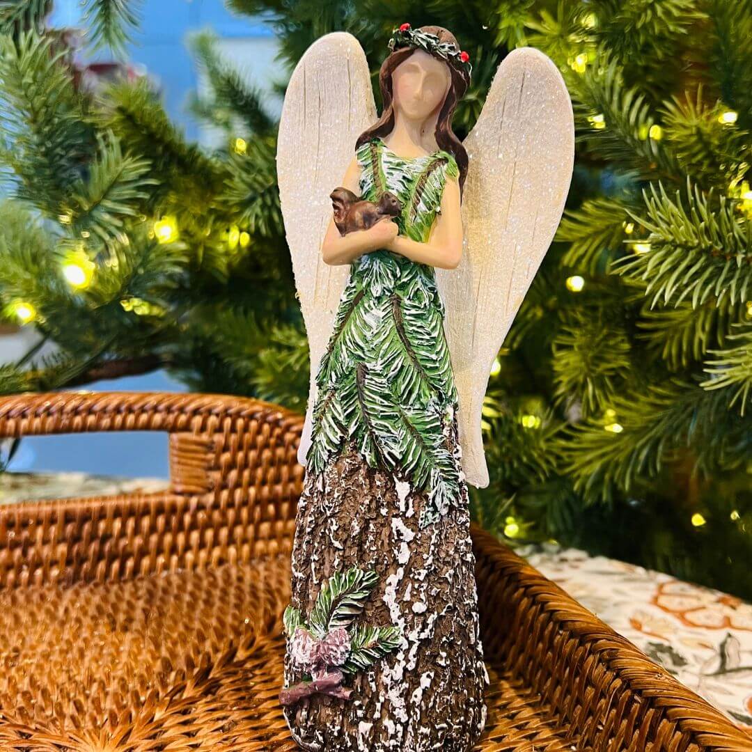 Enfeite Natalino Anjo com Tronco em Resina – 19,5cm