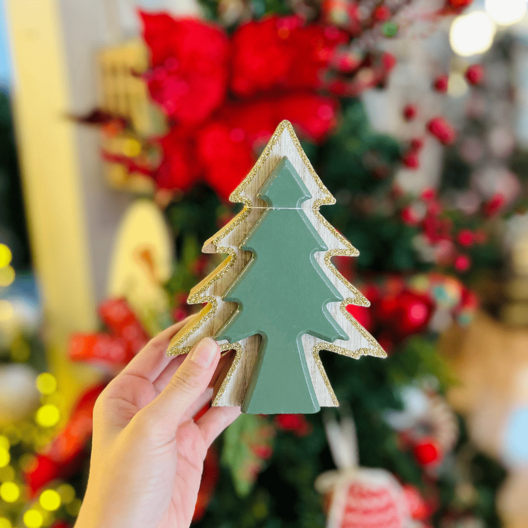 Árvore Natalina Verde de Madeira 16cm