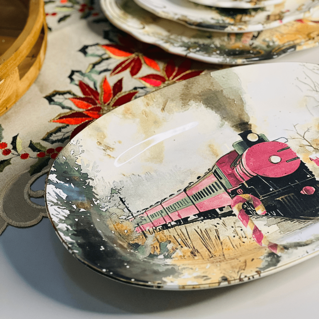 Travessa Media Noite de Neve de Cerâmica 40x27x5cm