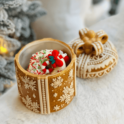 Pote Natalino Presente Gingerbread de Cerâmica 17cm