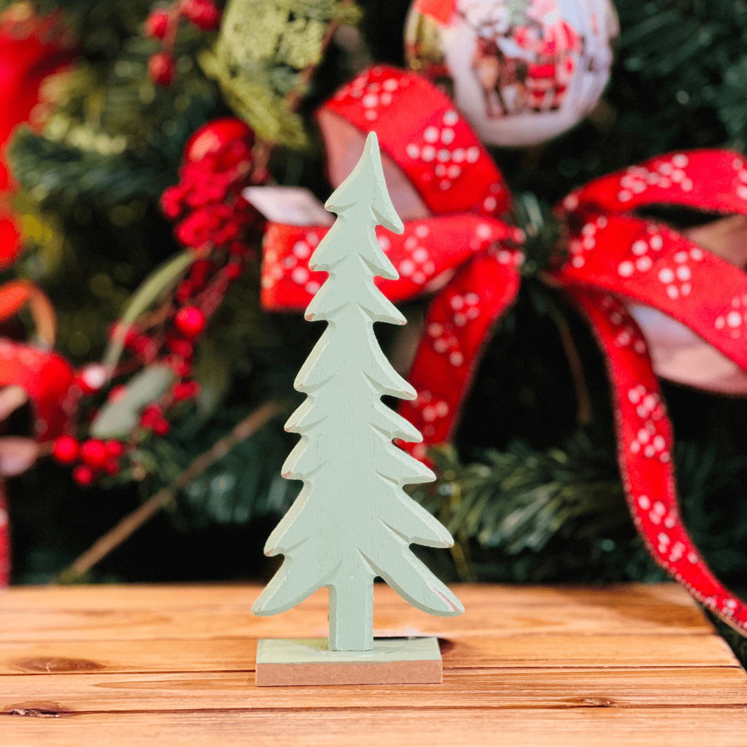 Árvore Natalina Verde de Madeira 21cm