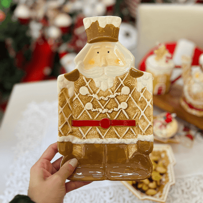 Travessa Natalina Quebra Nozes Gingerbread de Cerâmica 28x16cm