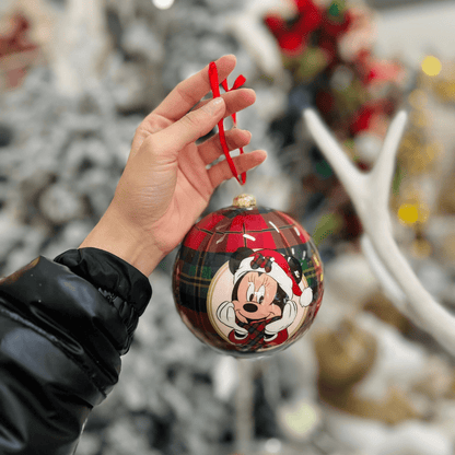 Jogo 2 Bolas Natalinas Mickey e Minnie Xadrez 12cm