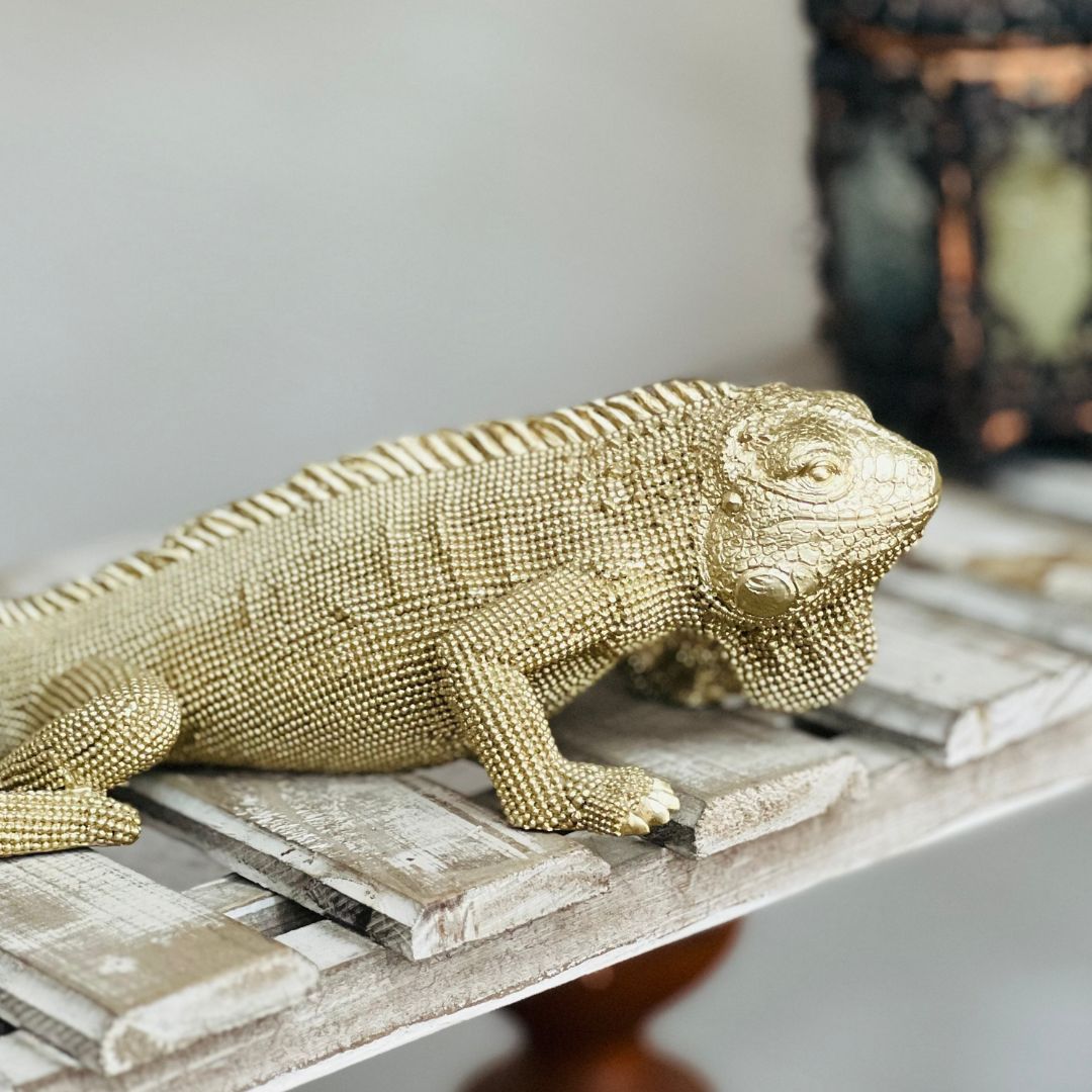 Escultura Iguana Em Poliresina - 30cm
