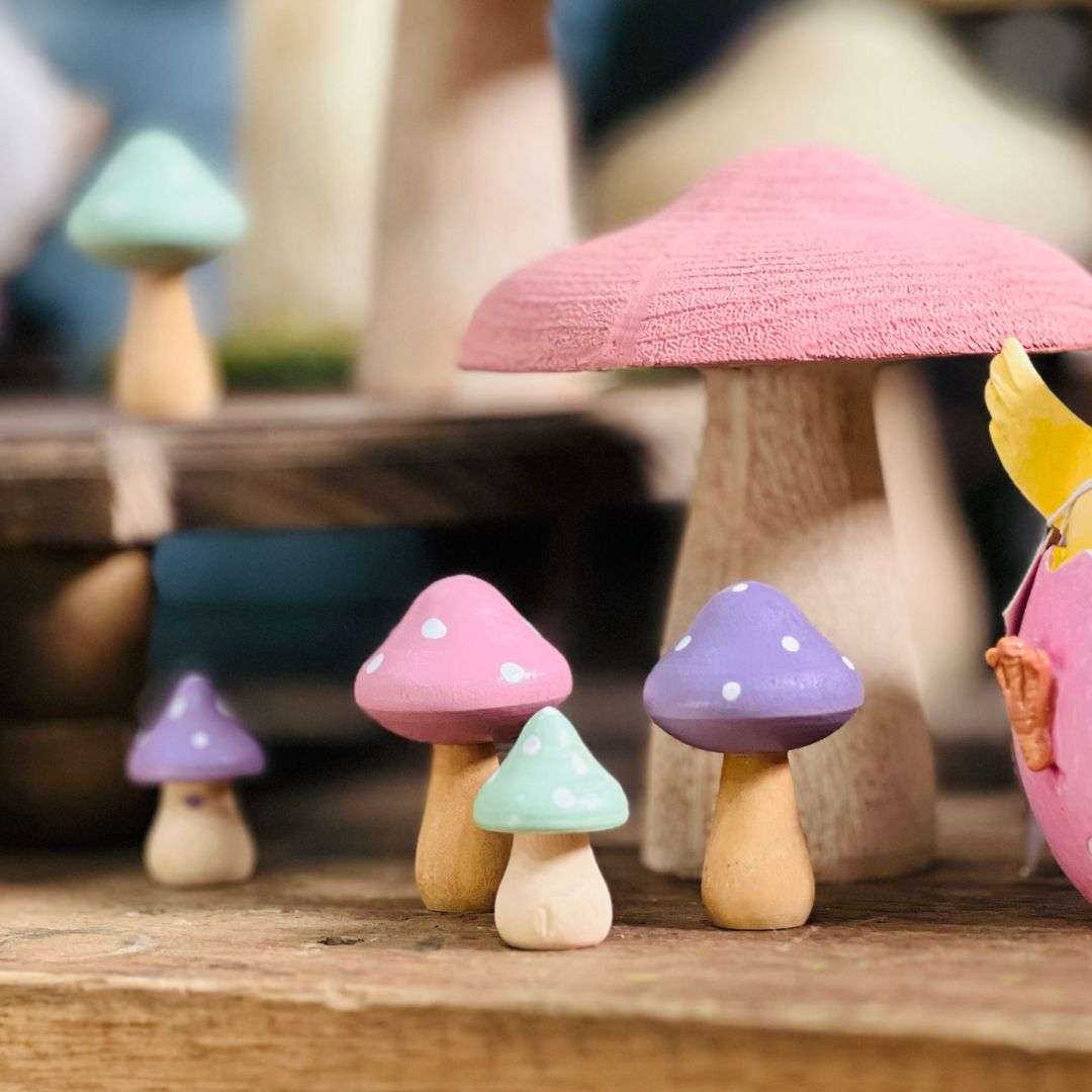 Jogo Com 6 Peças Cogumelos Decorativos - 3,5x5cm Cores Sortidas