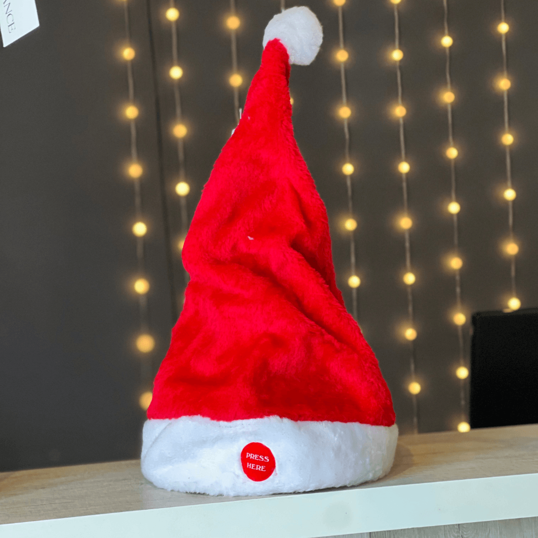 Gorro Noel Natalino Animado com Som e Movimento – 36 x 20cm