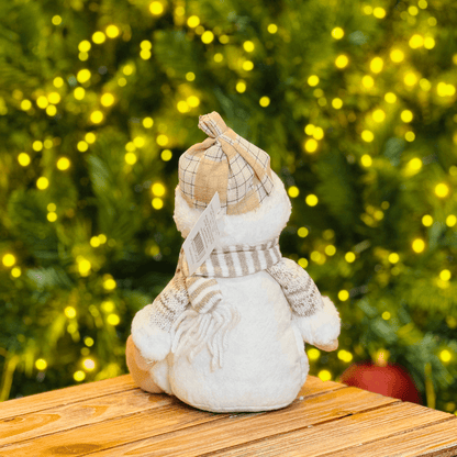 Boneco de Neve Natalino Bege de Pelúcia 31cm