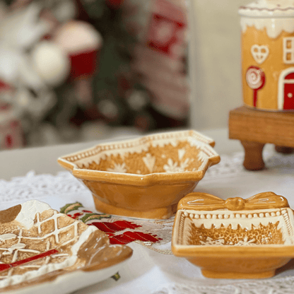Bowl Natalino Árvore Gingerbread de Cerâmica 18x16x5cm
