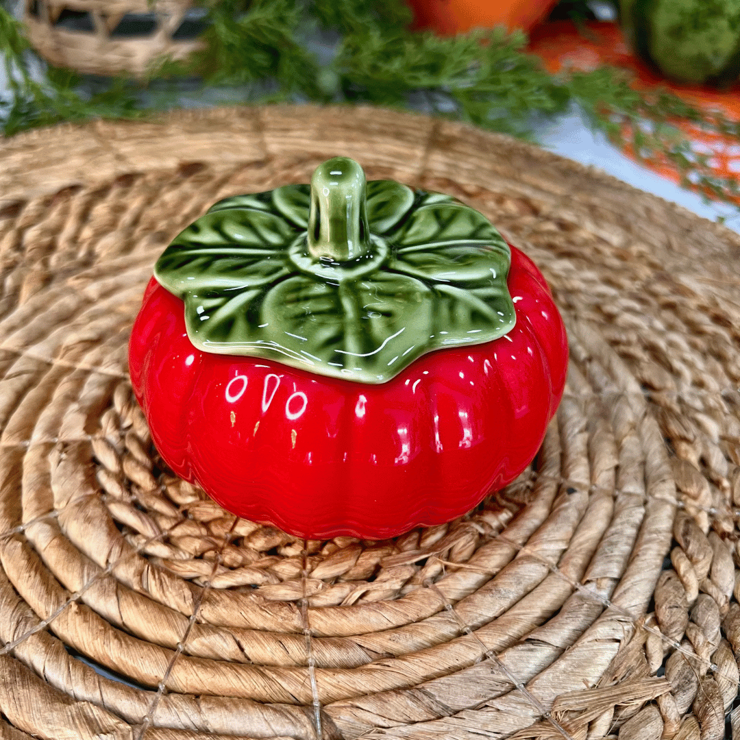 Mini Moranga Vermelha Com Tampa de Cerâmica 11cm