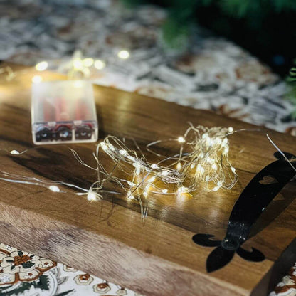 Cordão Fio de Fada 10m – 100 LEDs Branco Quente – Pilha – Luz Estática