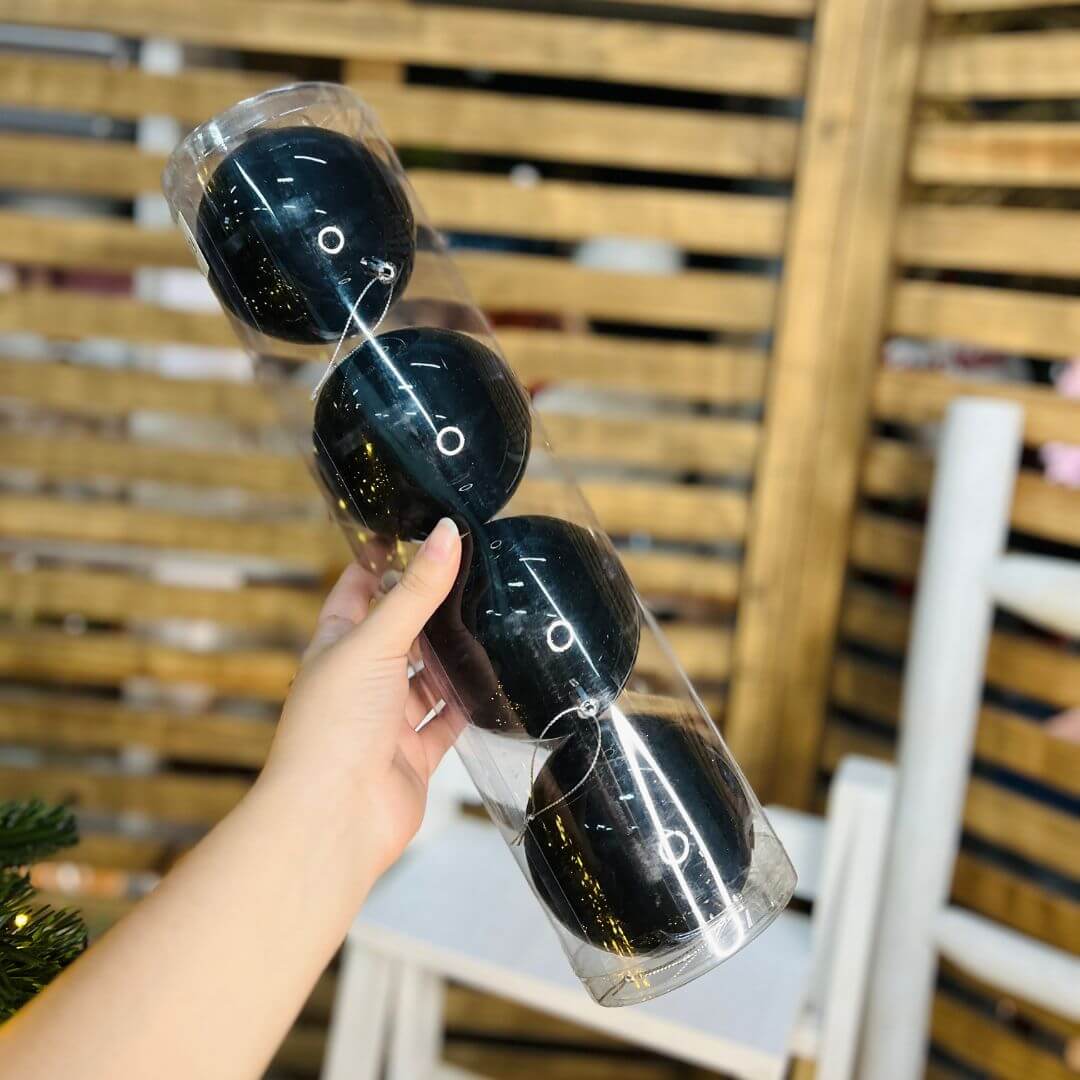 Bola Perolada Tubo com 4 Unidades Preta – 10cm