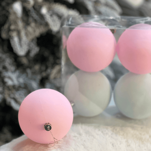 Jogo 4 Bolas Natalinas Rosa e Azul 10cm