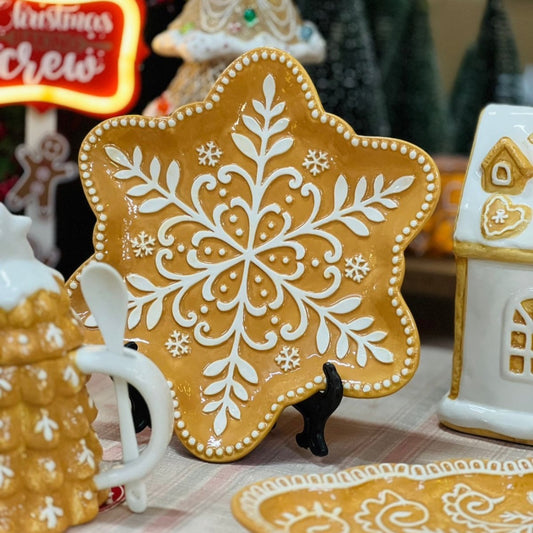 Travessa em Formato de Floco de Neve Ginger - 2,5x26x26cm
