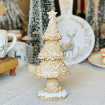 Árvore Natalina Gingerbread Marrom de Resina 27,7cm