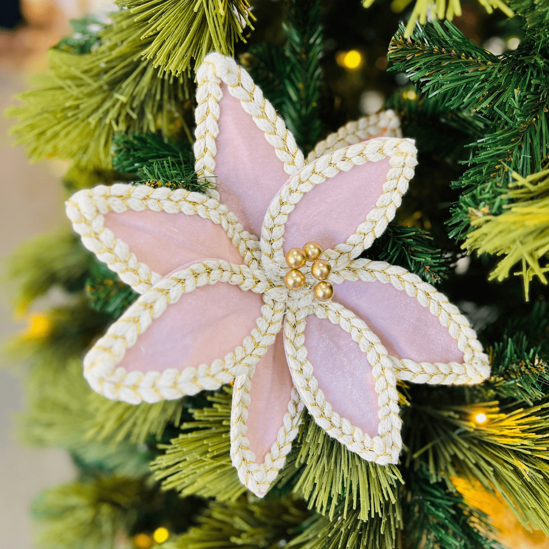 Flor Natalina Bico de Papagaio Aveludada Rosa 30x19cm