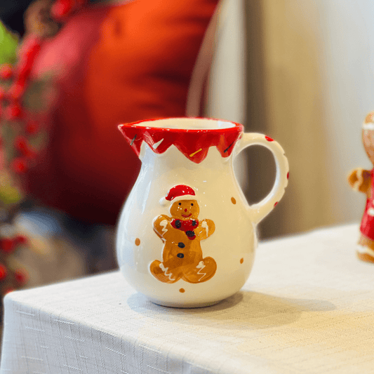 Jarra Natalina Gingerbread de Cerâmica 12cm