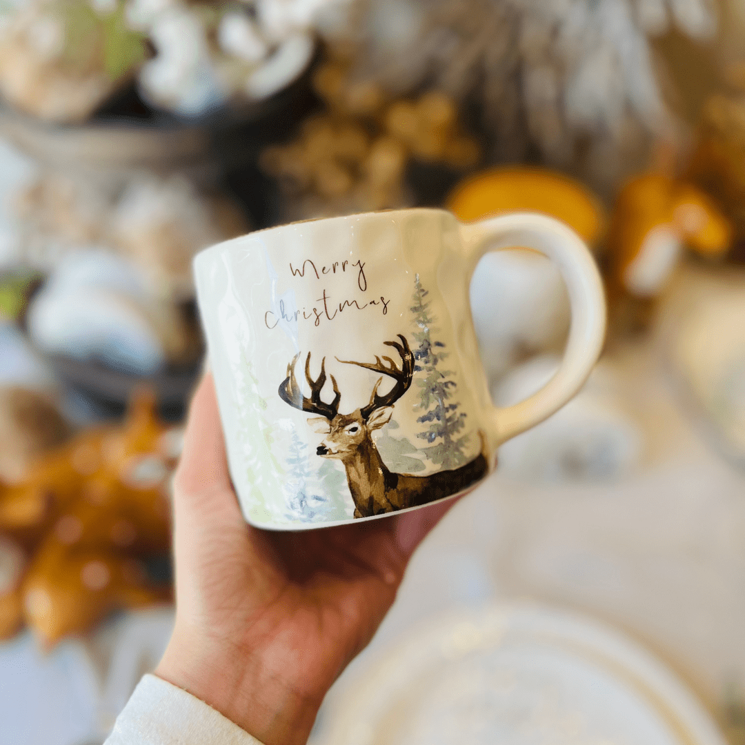 Caneca Natalina Alce de Dolamita 400ml 14x9,5cm