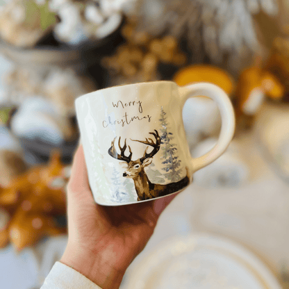 Caneca Natalina Alce de Dolamita 400ml 14x9,5cm