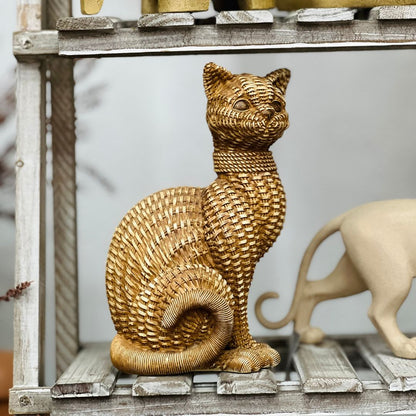 Gato Decorativo Dourado - 23,5cm