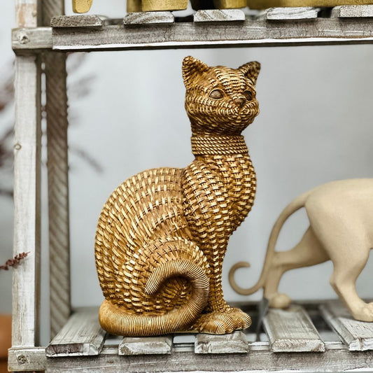 Gato Decorativo Dourado - 23,5cm