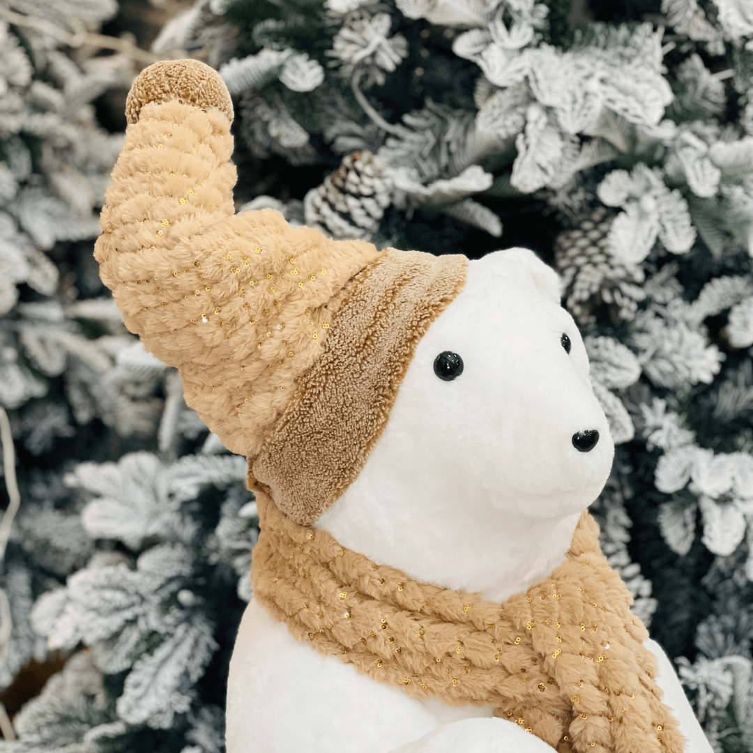 Urso Polar Natalino Em Pé Branco e Nude 110cm