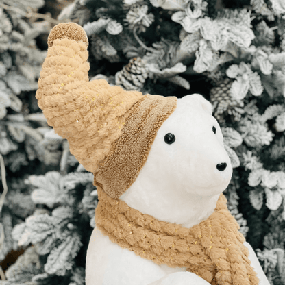 Urso Polar Natalino Em Pé Branco e Nude 110cm