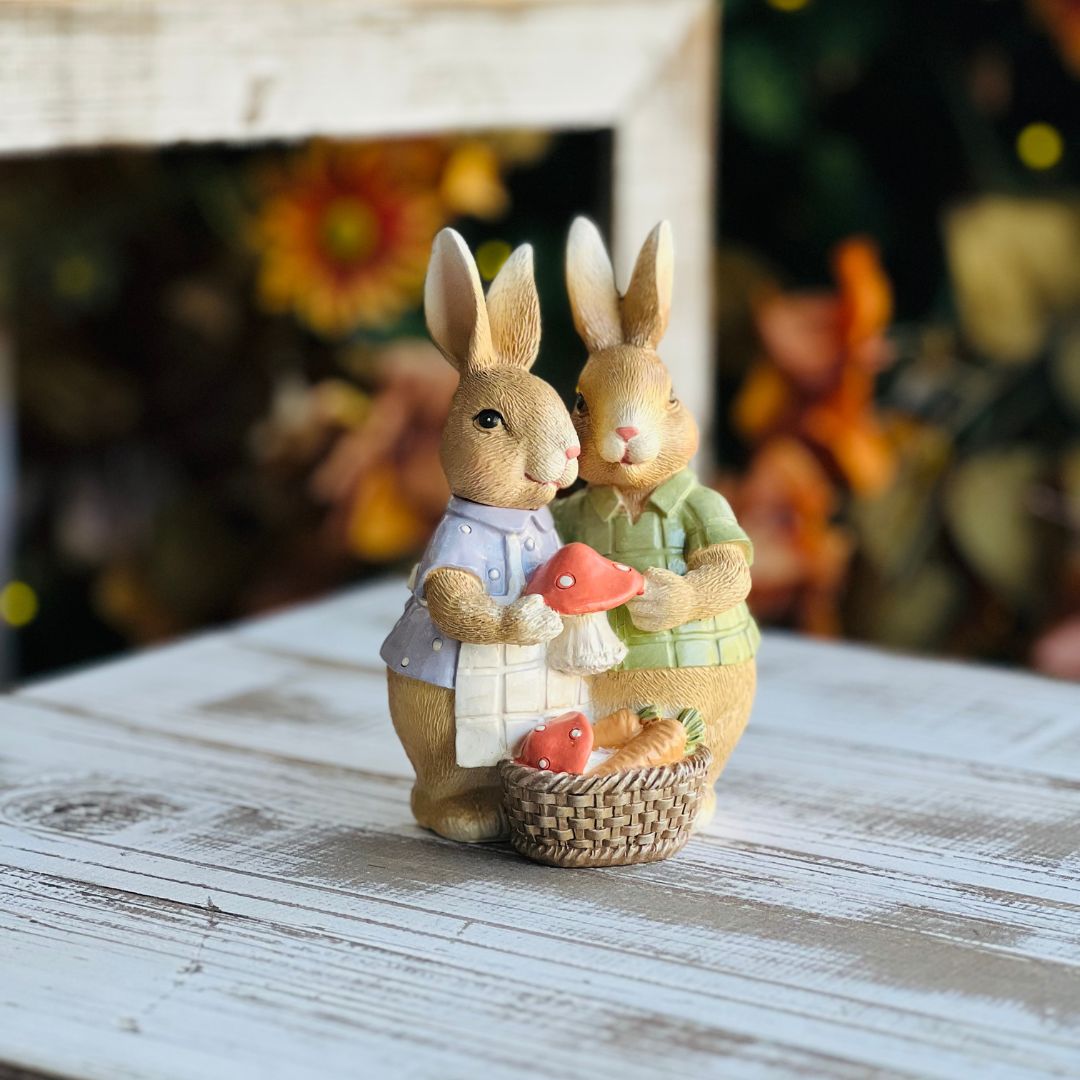 Coelhos Cesta de Cenouras - 14cm