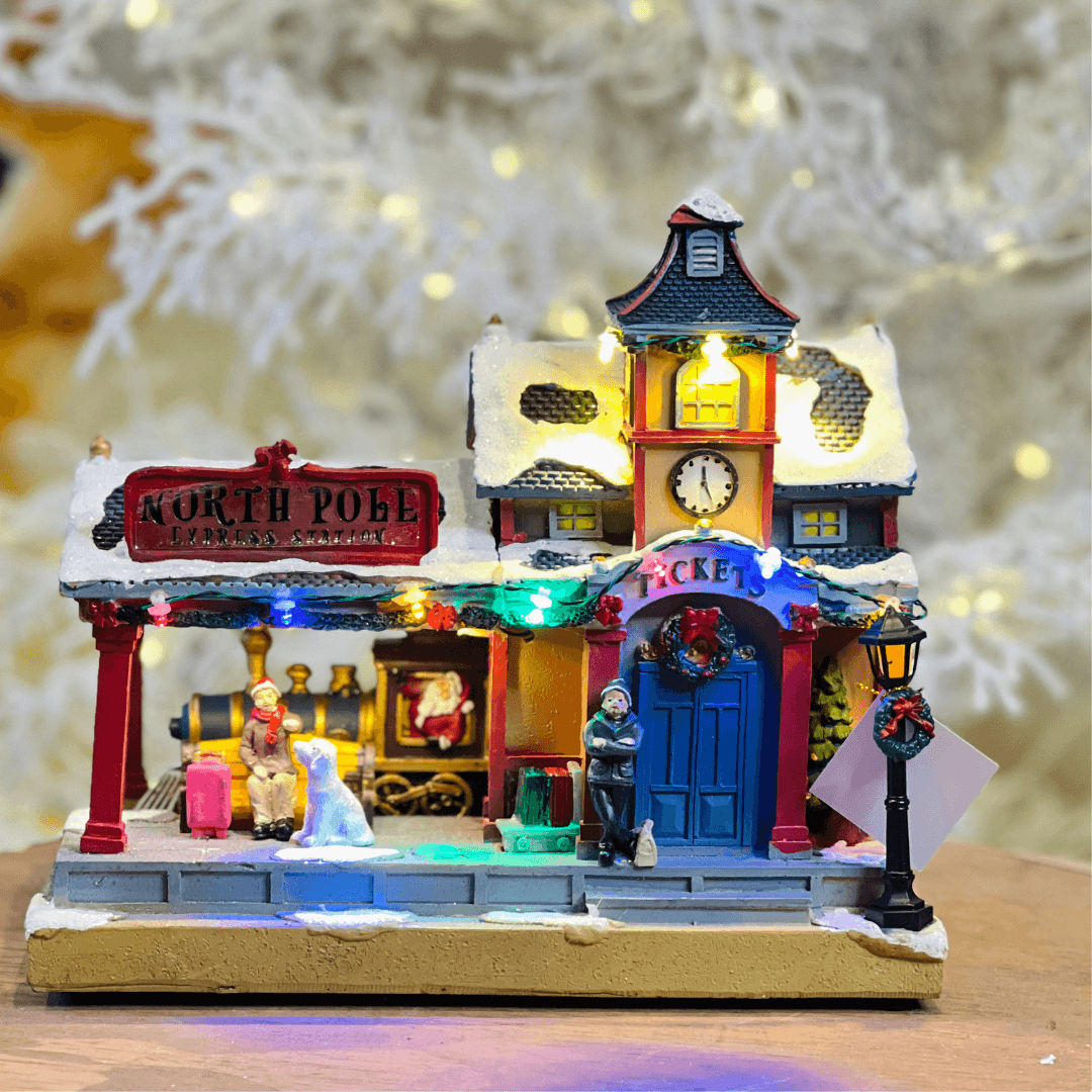 Cenário Natalino Estação de Trem com LED – 23cm