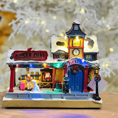 Cenário Natalino Estação de Trem com LED – 23cm