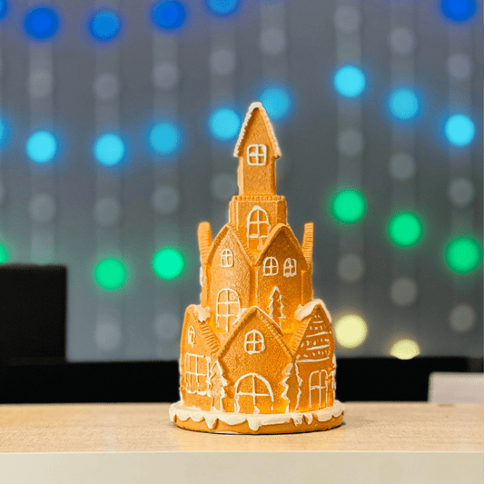 Castelo Gingerbread de Resina Com Led 20,5x11cm