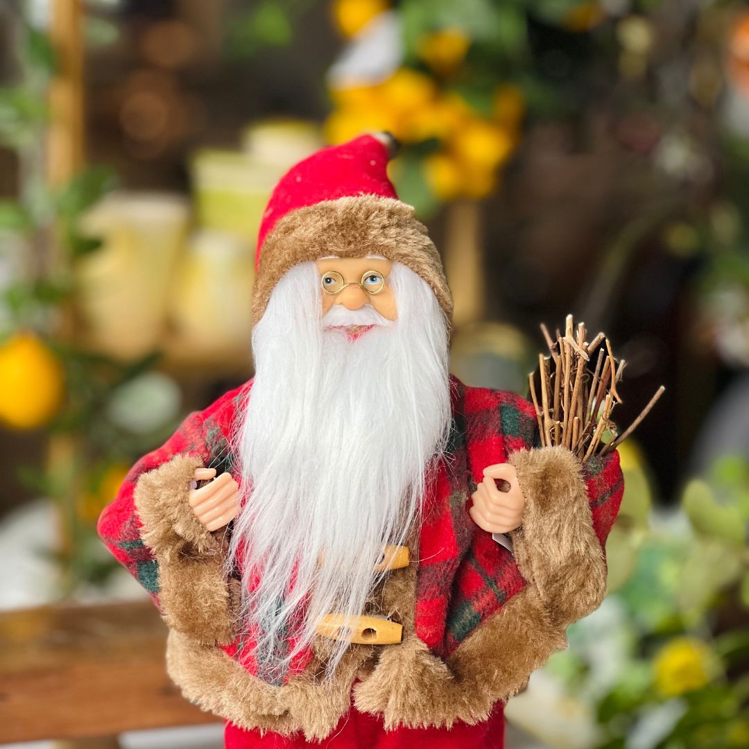 Papai Noel Vermelho Tradicional com Gravetos - 30cm